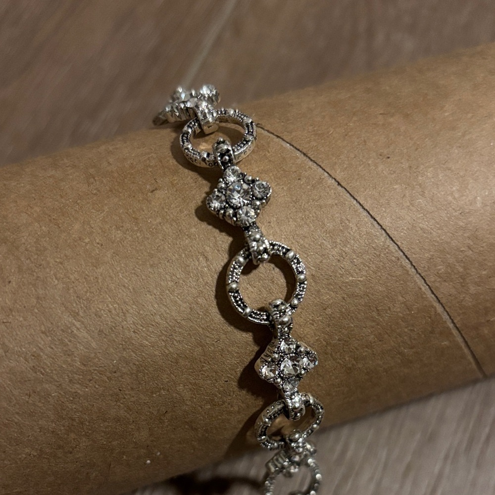 Vintage Silver Bracelet with Crystal Accents Premier Designs